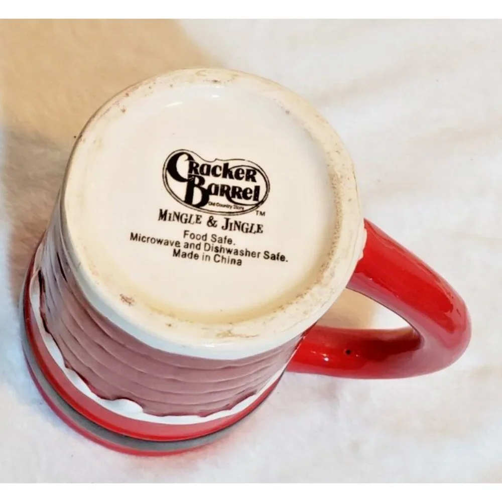 Mingle & Jingle Cracker Barrel Red Upside-down Santa Mug With Boot Lid Christmas - Picture 4 of 4